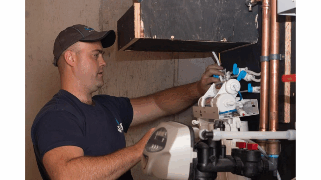 service technician working on a reverse osmosis system